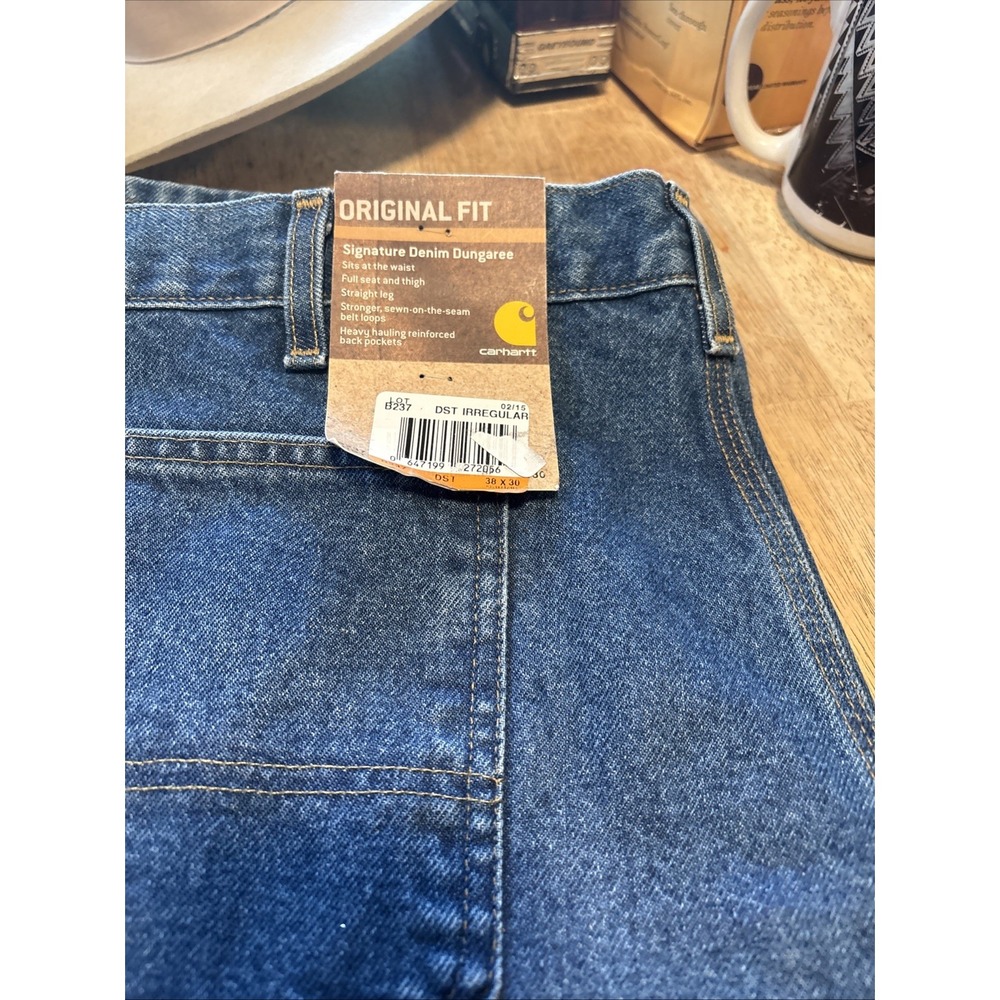 Carhartt B237 DST Original Fit Signature Denim Dungaree Work Jeans Blue 38x30